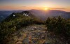 Romantická  krkonošská panoramata při západu slunce