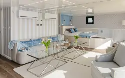 Interiér, Grand HT Houseboats, Mielno, Baltské moře, Polsko